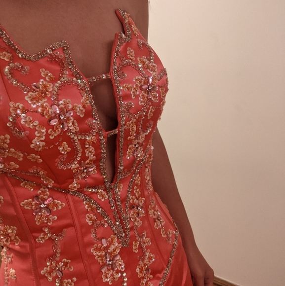 Coral Custom Prom Dress - Picture 6 of 16